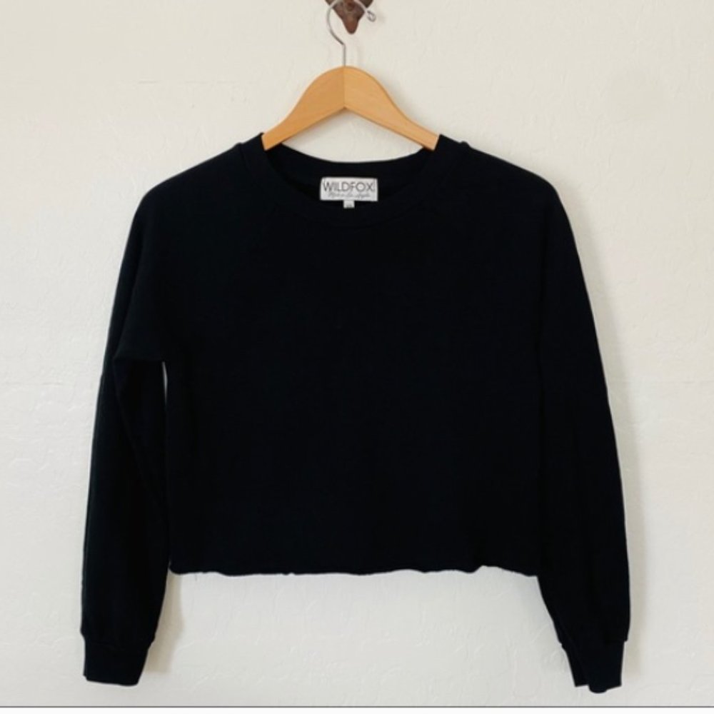 Wildfox Black Cut-Off Crop Sweatshirt, XS